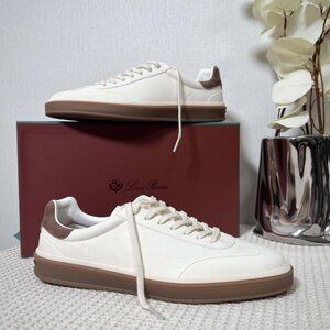 Loro Piana Men's White and Tan Sneakers